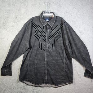 NWT AMERICAN FIGHTER Men's Gray Button Down Long Sleeve Shirt Size 2XL